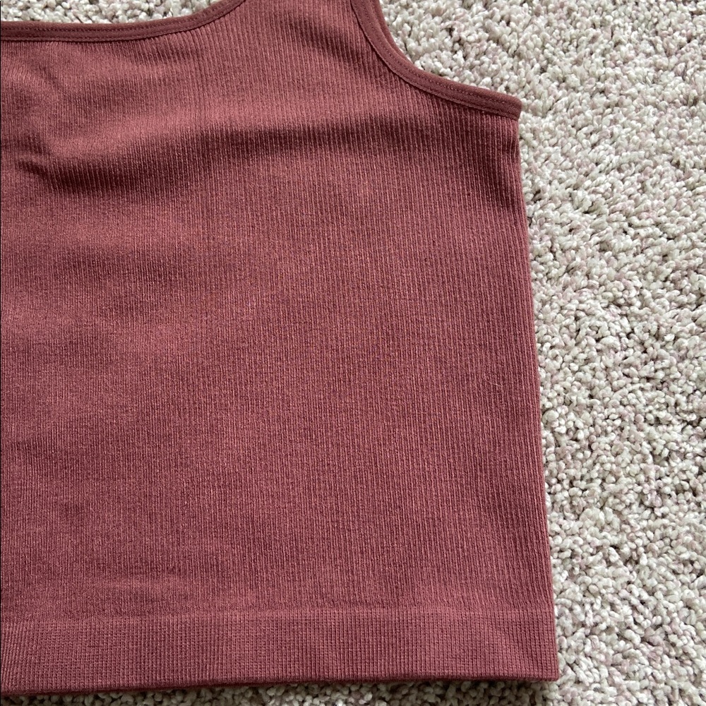 c’est moi • Chestnut Fine Ribbed Cropped Bamboo Tank - Picture 4 of 11